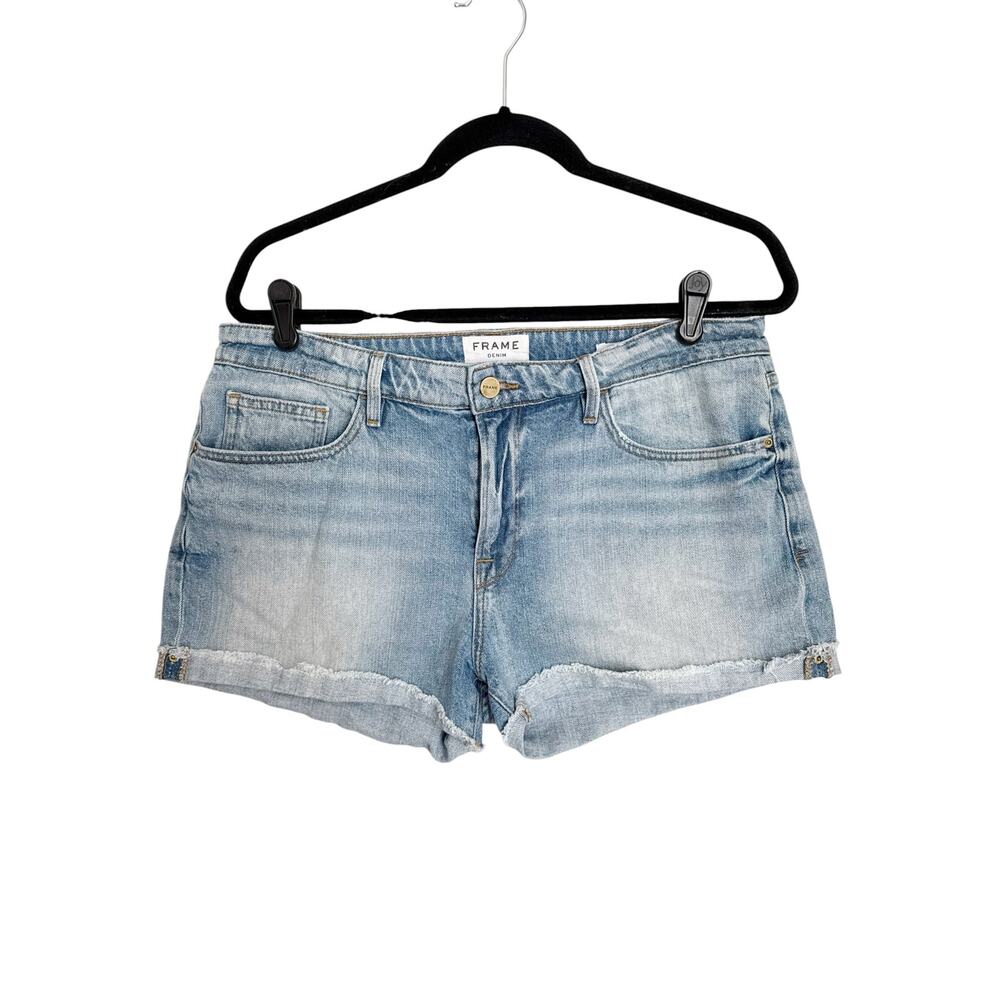 FRAME DENIM Le Grand Garçon Short | Size 30 | Light Wash Cuffed Denim